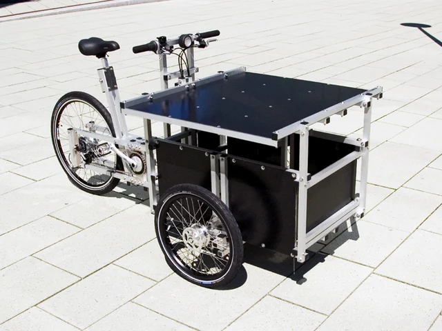 vélo cargo table et présentoir voie publique 